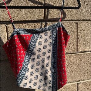 Red and Blue Floral Print Top